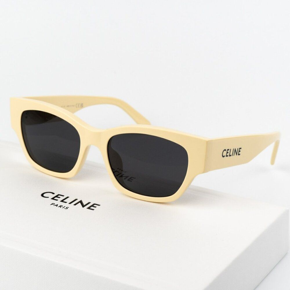NEW Celine CL40197U 39A MONOCHROMS Light Brown Smoke Unisex Cat Eye Sunglasses